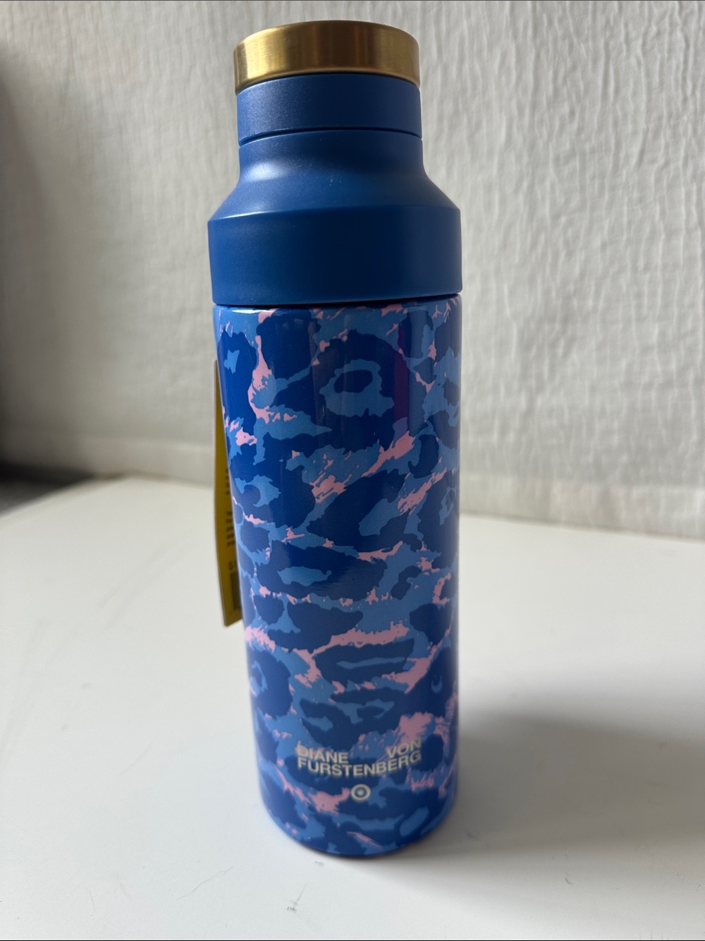 Diane Von Furstenberg x Target Blue and Pink Leopard-Print Bottle with Gold Cap